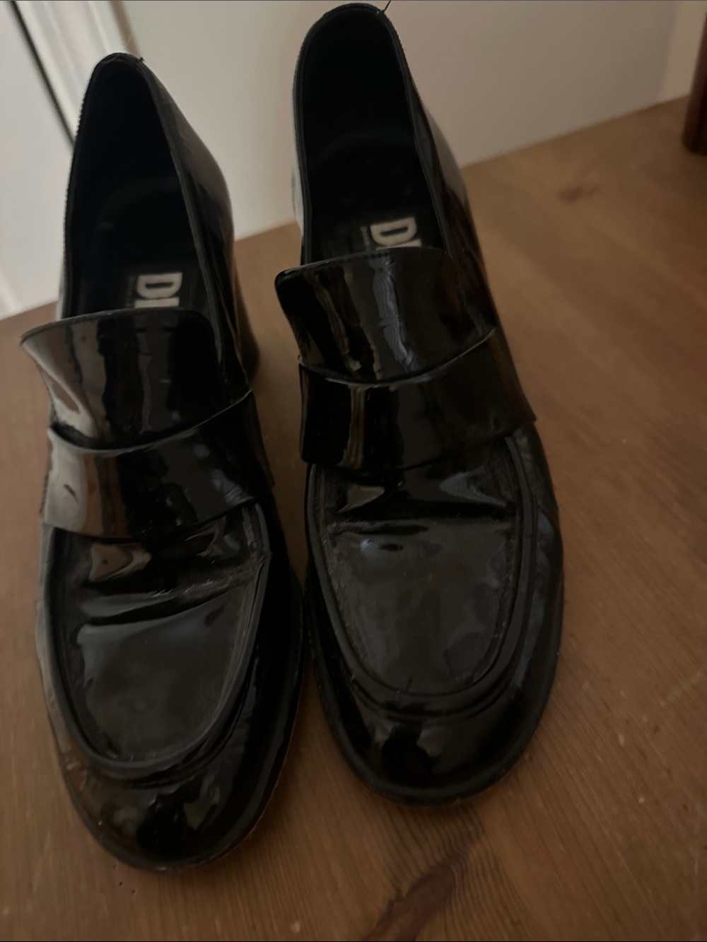 DKNY Patent Buckle Heels in Black US 6